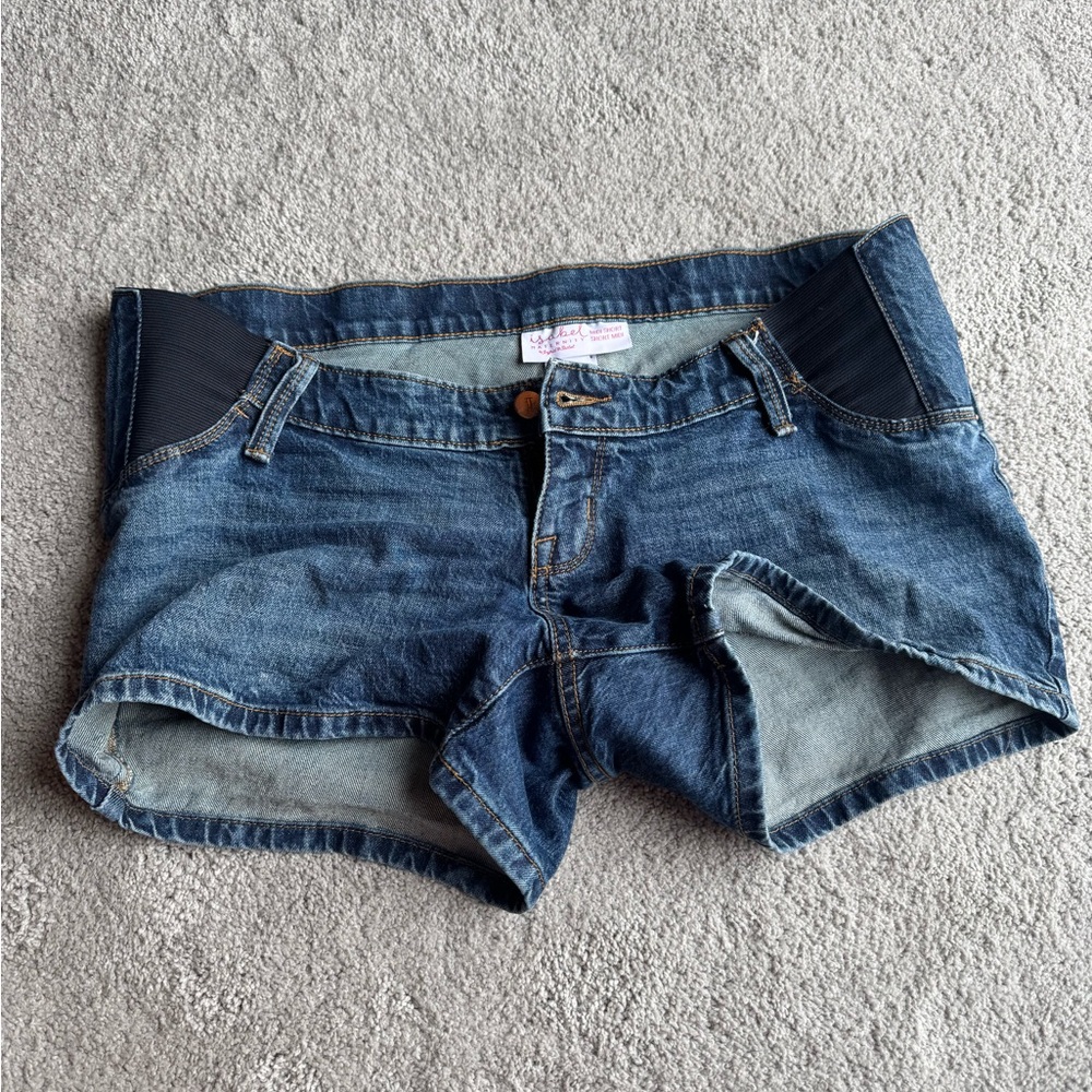 Women's Blue Maternity Denim Shorts